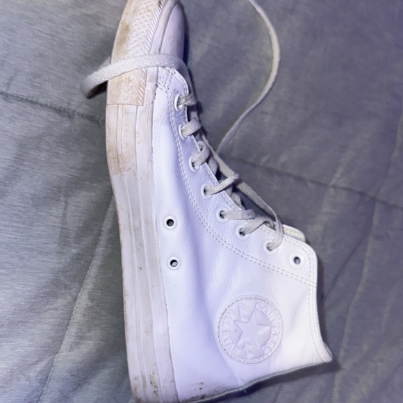White leather converse high tops - Picture 3 of 3